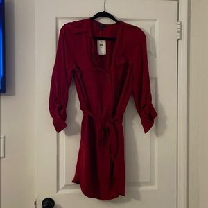 3/4 sleeve red dress